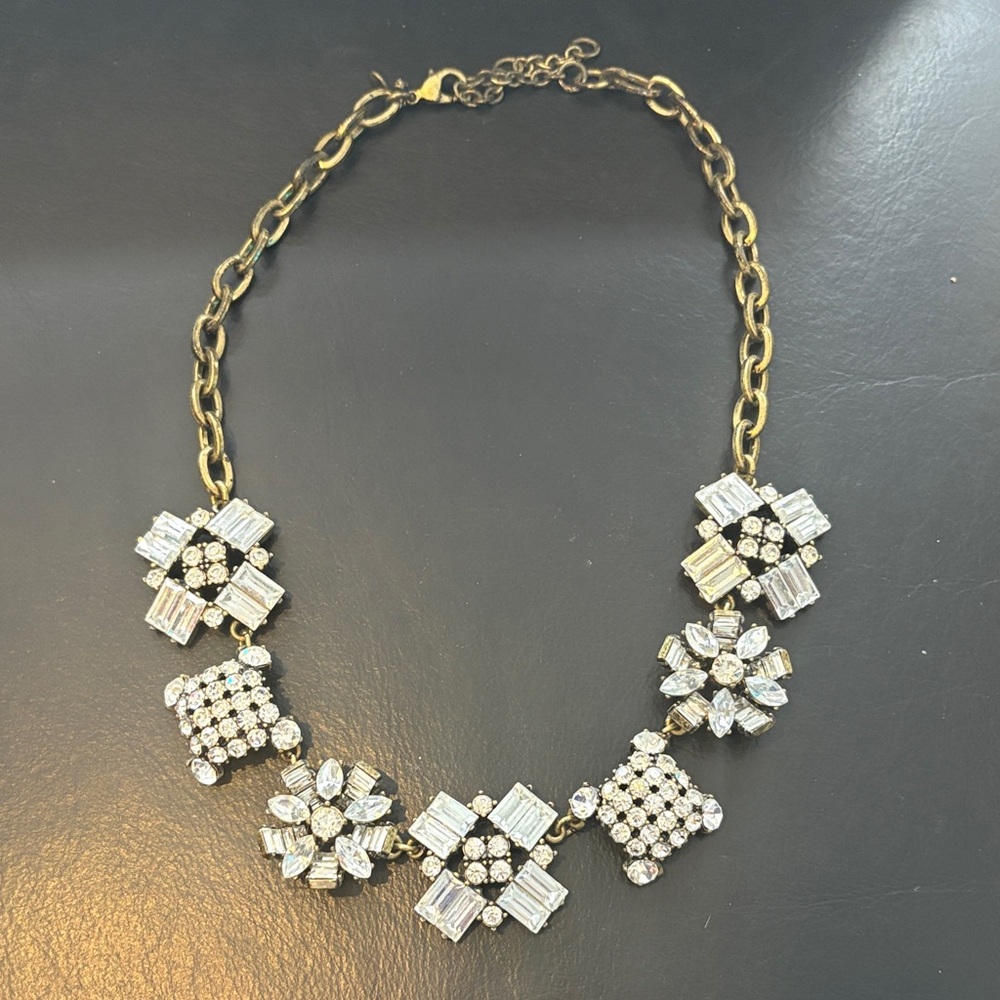 J. Crew Gold and Silver Crystal Necklace
